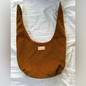 Merit Beauty Brown Corduroy Makeup Bag Tie Top Pouch